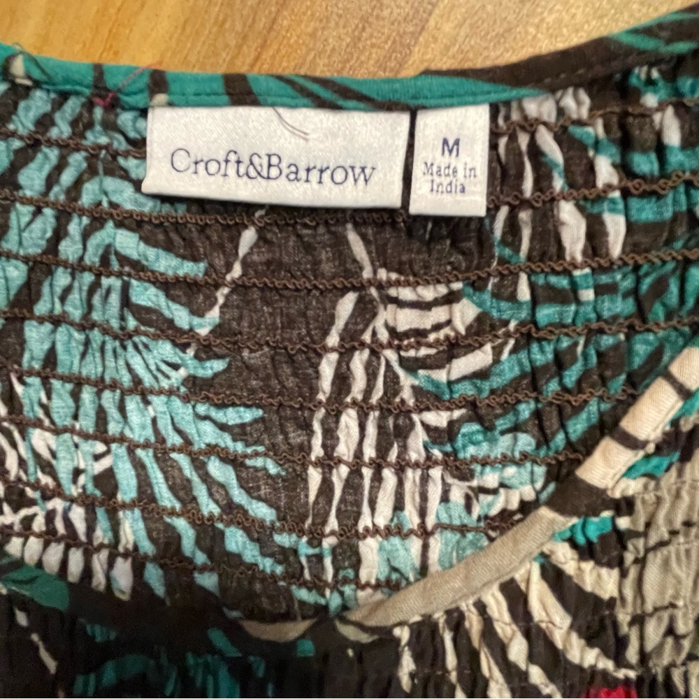Croft & Barrow Teal and Red Tropical Dress - Picture 6 of 8